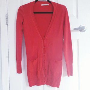 Costa Blanca Long Coral Red Cardigan